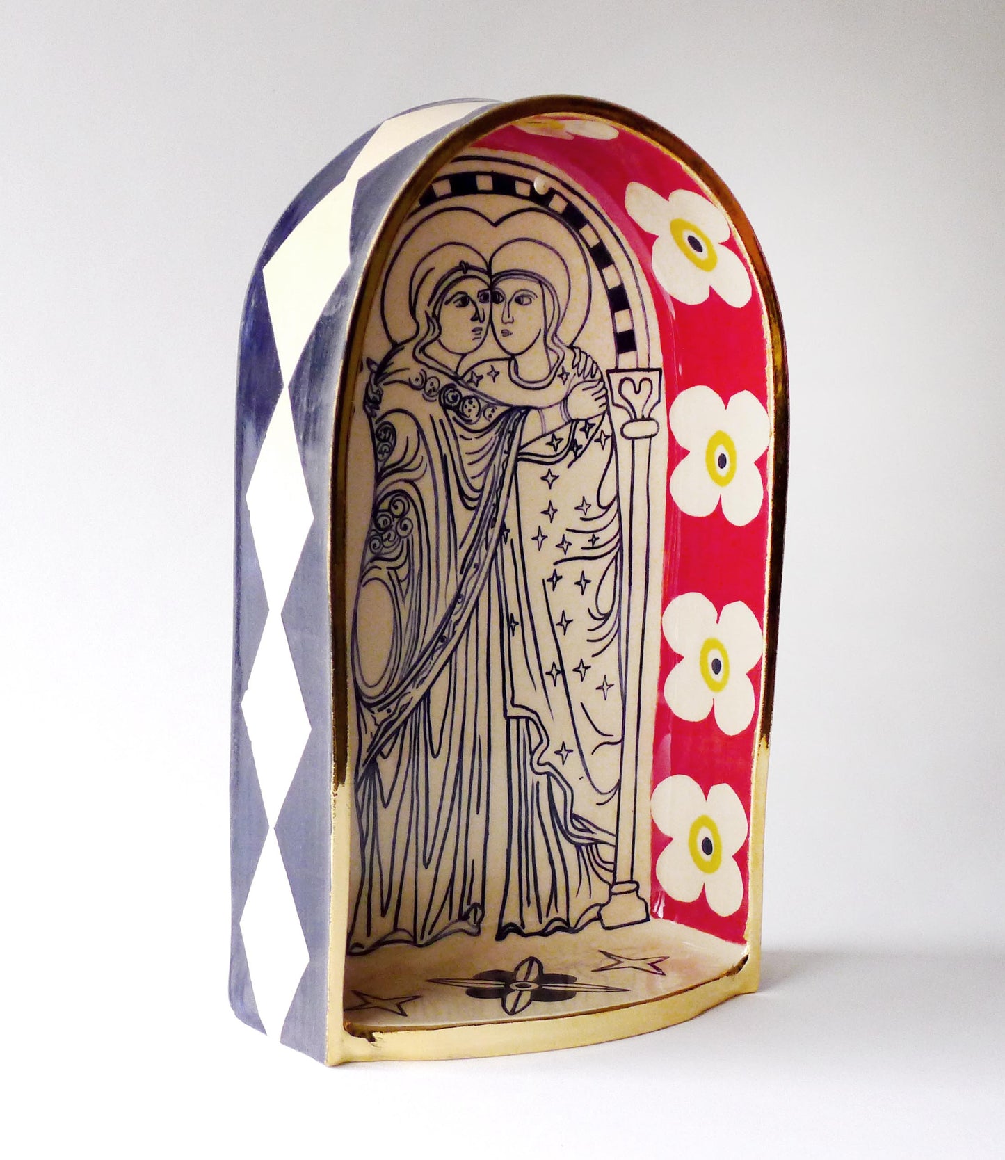 altar de cerámica Isabel y María