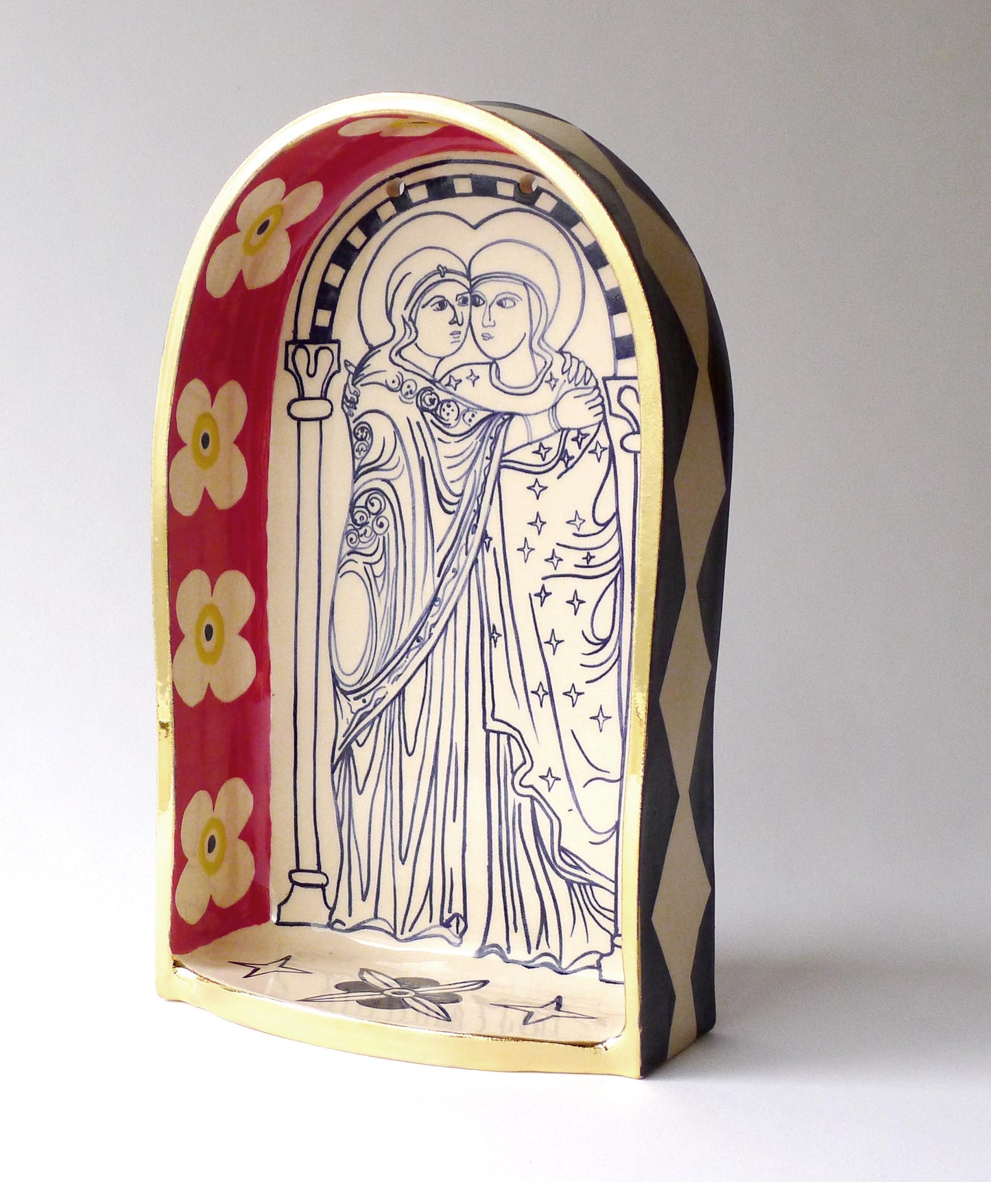 altar de cerámica Isabel y María